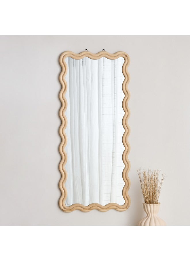 Home Box Posco Pine Wood Wavy Mirror 120 x 54 cm  - Image 2