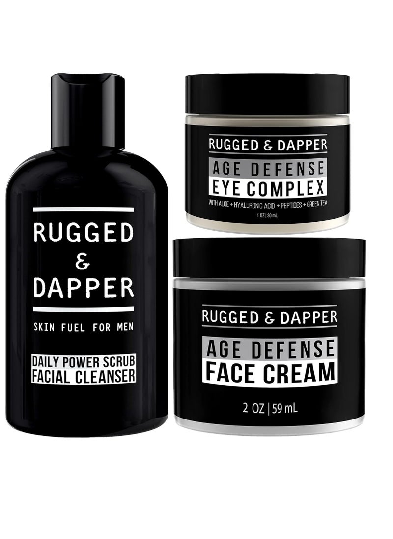 RUGGED & DAPPER RUGGED & DAPPER Age Defense Face Cream, Daily Power Scrub Facial Cleanser, Age Defense Eye Complex  - Image 1