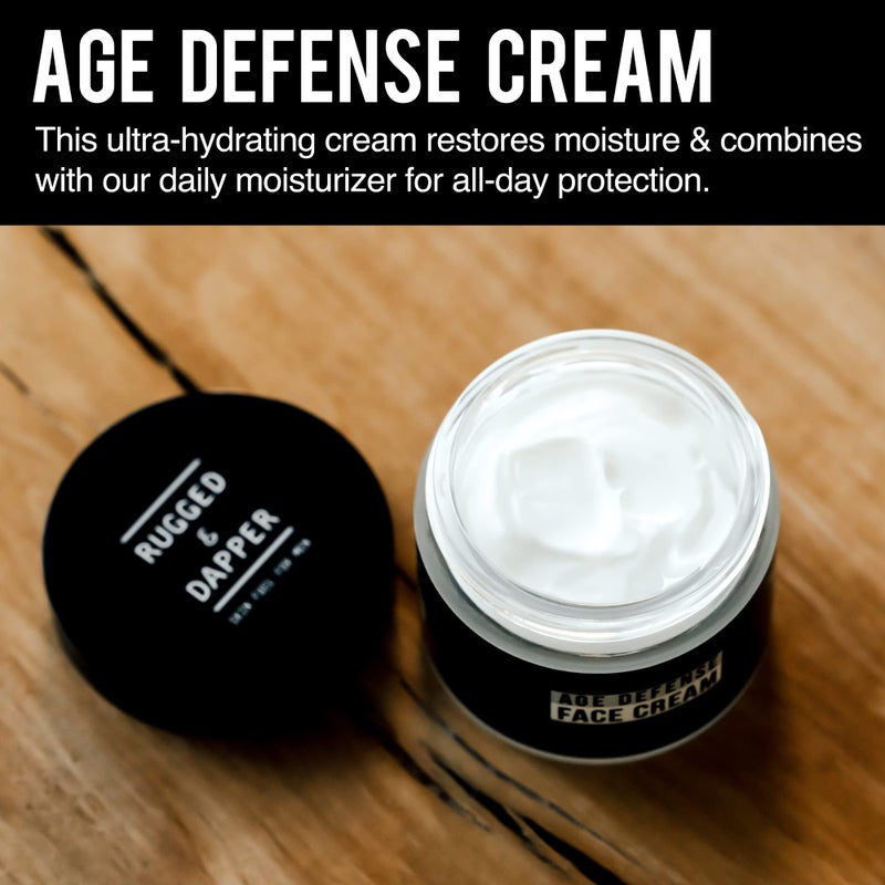 RUGGED & DAPPER Age Defense Face Cream, Daily Power Scrub Facial Cleanser, Age Defense Eye Complex - Image 2