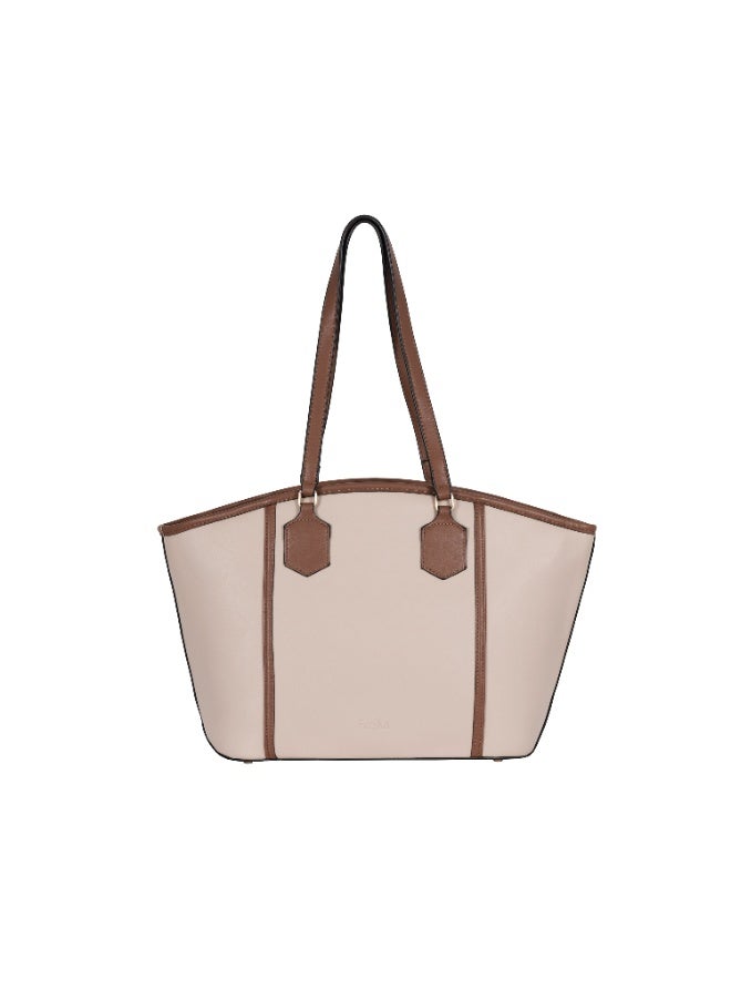 فوسكا شنطة Foska يد كبيرة (توت) وكتف نسائية – تصميم واسع ولوني بيج فاتح وبني للعمل – مقاس 47x28 سم - Image 4