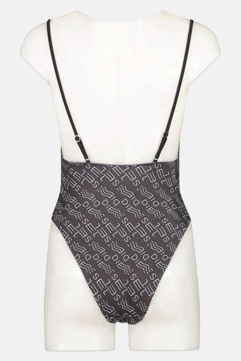 DIESEL Women Linear Printed One Piece Swimsuits, Black - Image 2