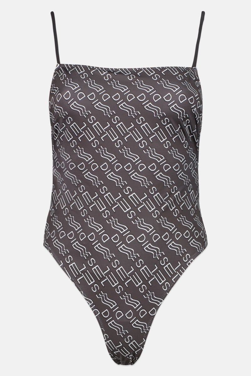 DIESEL Women Linear Printed One Piece Swimsuits, Black - Image 1