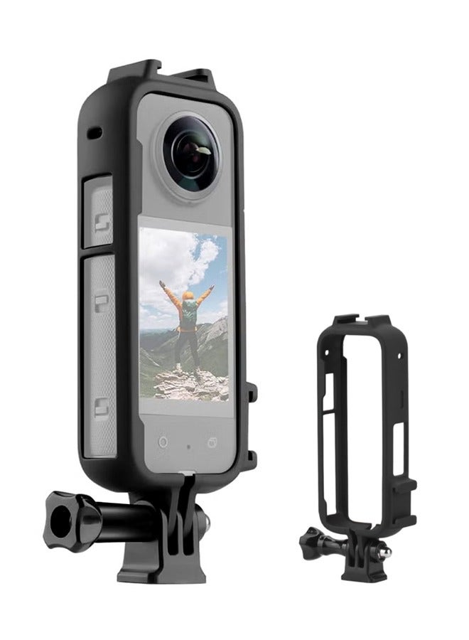 Plastic Protective Frame for Insta360 X3, Anti-wear Cover Case with Adapter Mount  Screw, Insta360 X3 Accessories(Black) - Image 1