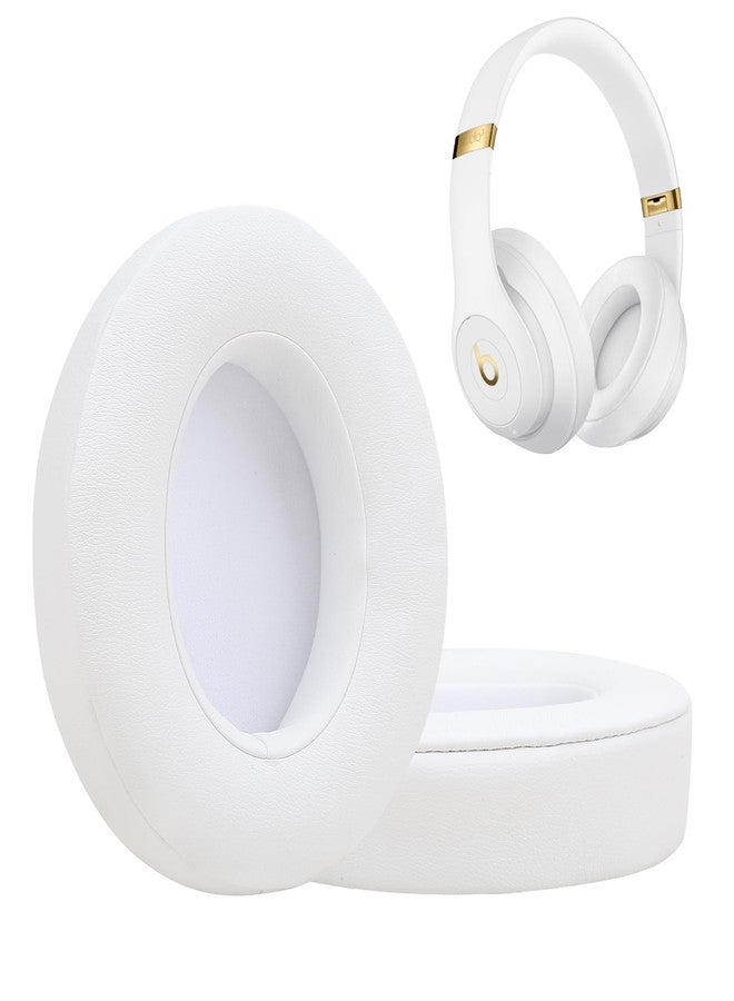 EARROCK Ear Cushions for Beats Studio 2& Studio 3 (B0501, B0500) with Noise Isolation Memory Foam and Protein Leather Sweat-Proof (White) - Image 1