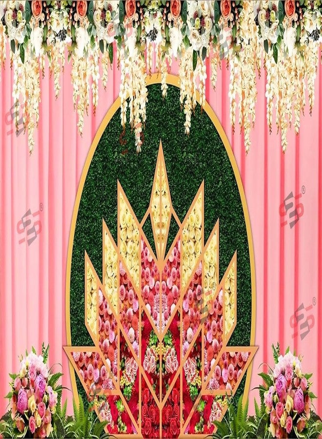 إس 2 إس قماش خلفية زفاف S2S لتزيين طقوس البوجا التقليدية | قماش خلفية | قماش ستارة لجميع المهرجانات والمناسبات (SHAADI 5X8) - Image 1