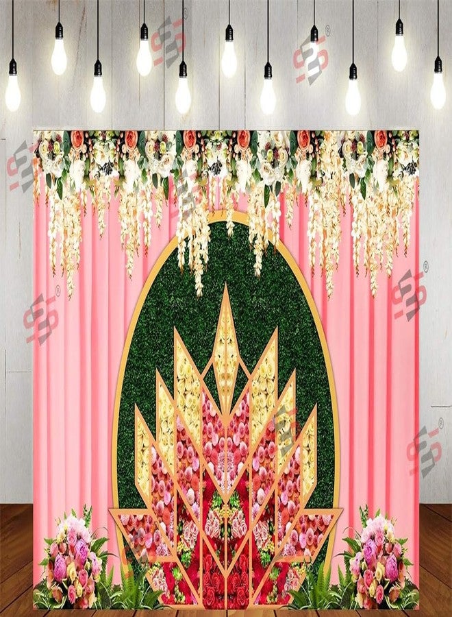 إس 2 إس قماش خلفية زفاف S2S لتزيين طقوس البوجا التقليدية | قماش خلفية | قماش ستارة لجميع المهرجانات والمناسبات (SHAADI 5X8) - Image 2