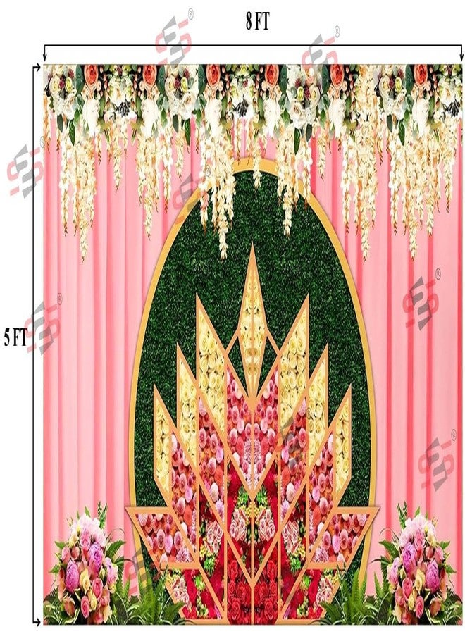 إس 2 إس قماش خلفية زفاف S2S لتزيين طقوس البوجا التقليدية | قماش خلفية | قماش ستارة لجميع المهرجانات والمناسبات (SHAADI 5X8) - Image 3