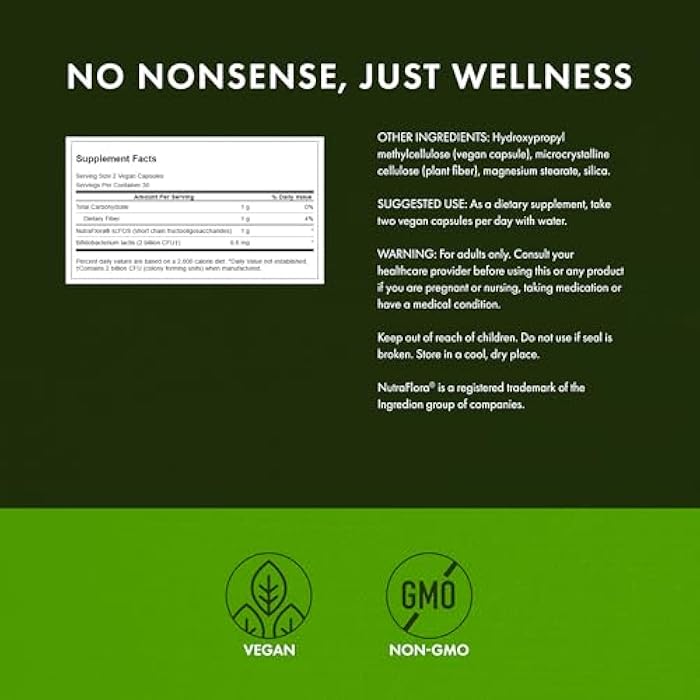 Swanson Prebiotic + Probiotic Fiber Digestive and Immune Health Supplement for Gut-Health-Conscious Adults with 500 Million CFU (60 Vegan Capsules, 2 Pack) - Image 3