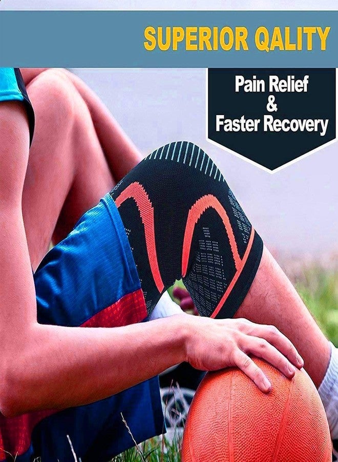 GymWar Knee Cap for Men Sports Knee Brace for Knee Pain, Gym, and Running for Men and Women (Free Size) Pair, Red By GymWar - Image 3