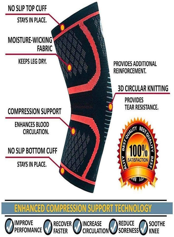 GymWar Knee Cap for Men Sports Knee Brace for Knee Pain, Gym, and Running for Men and Women (Free Size) Pair, Red By GymWar - Image 5