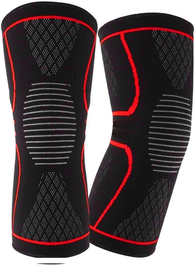 GymWar Knee Cap for Men Sports Knee Brace for Knee Pain, Gym, and Running for Men and Women (Free Size) Pair, Red By GymWar - Image 1