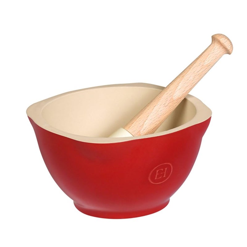 Emile Henry Emile Henry Made In France Mortar And Pestle Burgundy Red 