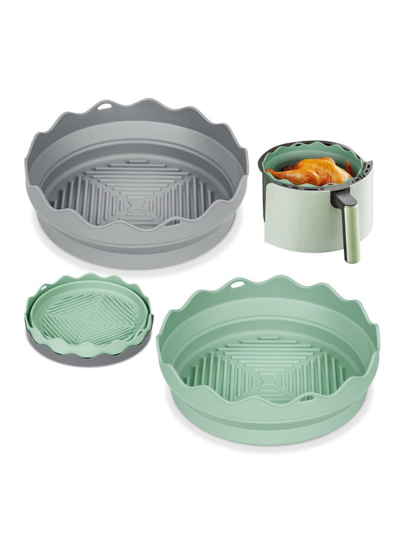 Y&D Air Fryer Silicone Liners, 2 Pack 7.8 inch Foldable Accessories, Reusable Replacement Oven Insert Round Baking Tray, Easy Cleaning Food Safe Bowl for 3 to 5 Qt Pot  - Image 1