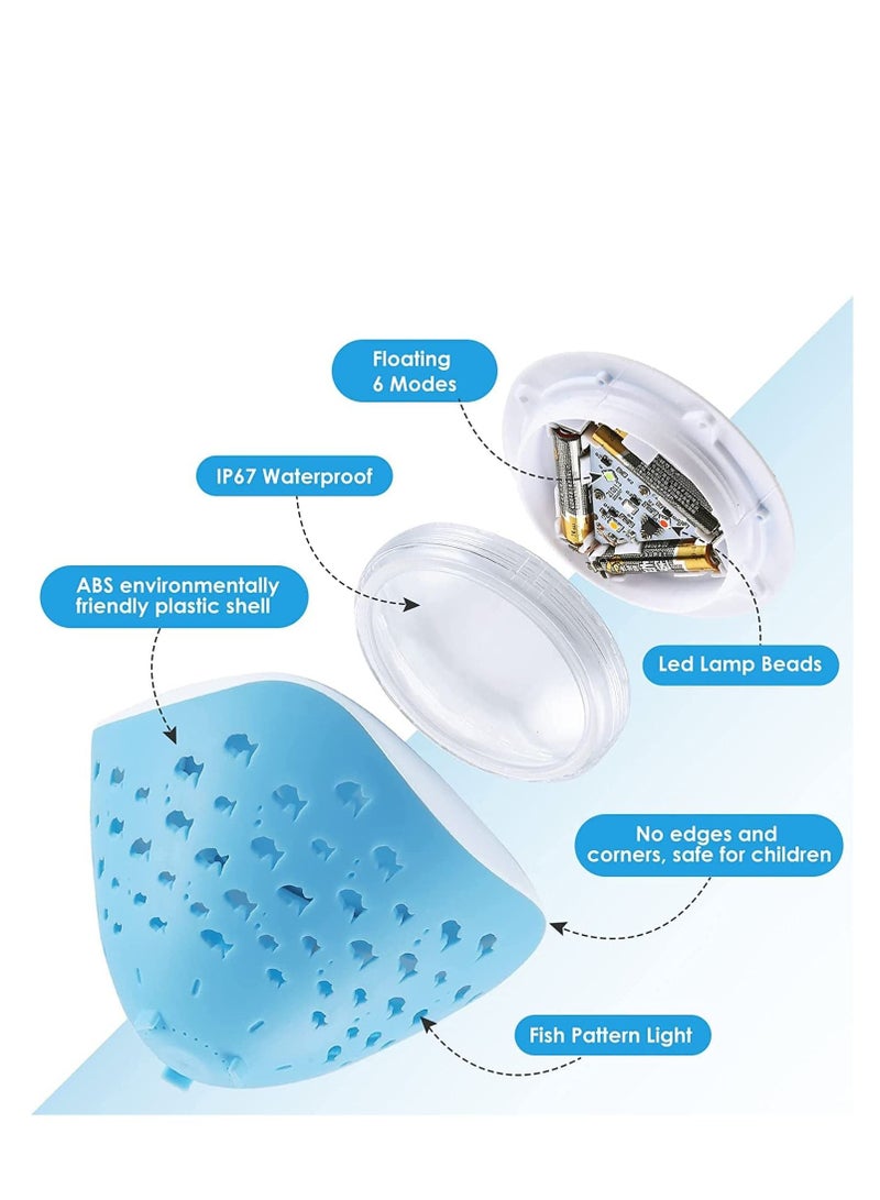Floating Swimming Pool Lights, Fish Pattern 1PCS Color Changing Light Underwater Float, 4 Colors 2 Modes, Glow Hot Bath Tub Pond Decor Kids Light-up Toy (3AAA Batteries are Needed. Not Included) - Image 5