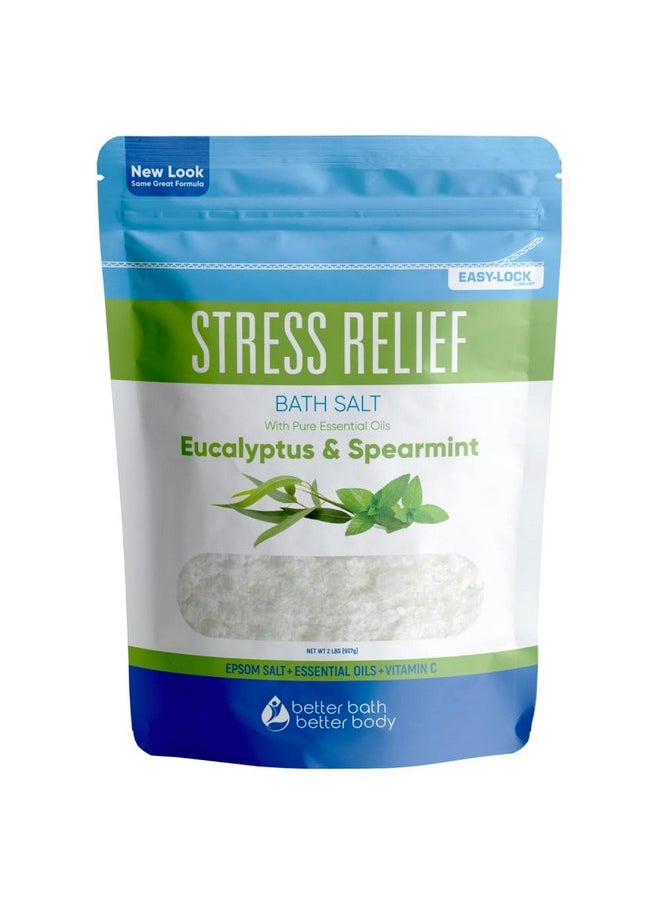Better Bath Better Body Stress Relief Bath Salt 32 Ounces Epsom Salt With Natural Spearmint And Eucalyptus Essential Oils Plus Vitamin C In Bpa-Free Pouch With Easy Press-Lock Seal  - Image 1