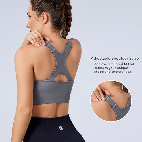 Evercute Adjustable Sports Bras for Women 3/4 Pack Racerback High Support Bras Padded Workout Bras Seamless Yoga Athletic Bra - Image 3