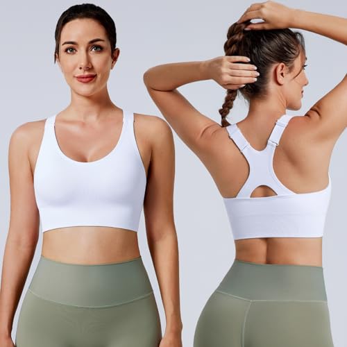 Evercute Adjustable Sports Bras for Women 3/4 Pack Racerback High Support Bras Padded Workout Bras Seamless Yoga Athletic Bra - Image 2