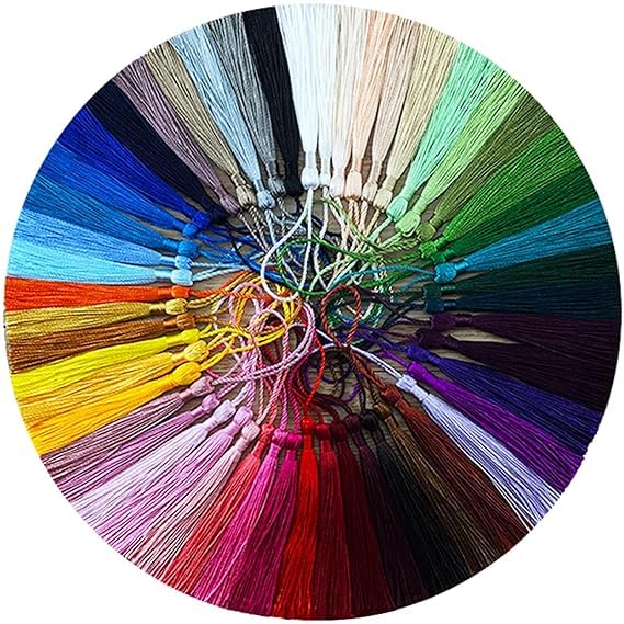 Brigand Silk Soft Craft Mini Tassels with Loops for Jewelry Making DIY Projects Bookmarks Tassels with 2 inch Cord Loop (Multicolor) (Pack of 75) - Image 1