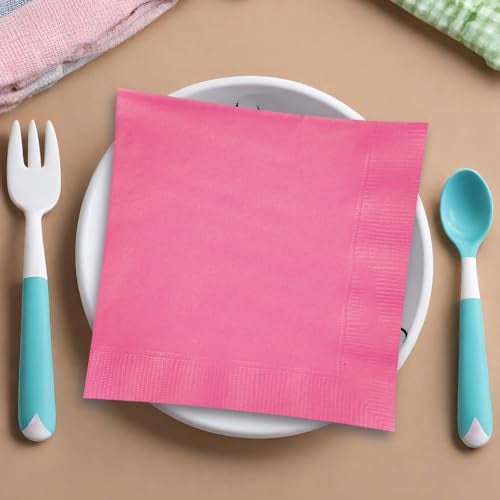 Unique Hot Pink Solid Beverage Paper Napkins - 5"x5", Pack of 20 - Soft & Durable, Vibrant & Elegant - Perfect For Parties or Events - Image 3