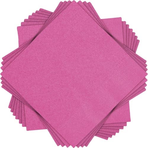 Unique Hot Pink Solid Beverage Paper Napkins - 5"x5", Pack of 20 - Soft & Durable, Vibrant & Elegant - Perfect For Parties or Events - Image 5