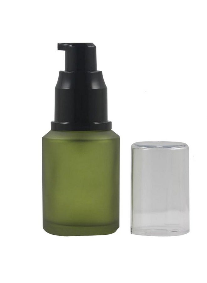 ericotry 1Pcs 60Ml 1Oz Frosted Empty Glass Cosmetic Cream Lotion Pump Bottle With Black Pump Head And Anti-Dust Cap For Beauty Liquid Essential Oil Facial Cream Emulsion Travel Containers (Green)  - Image 1