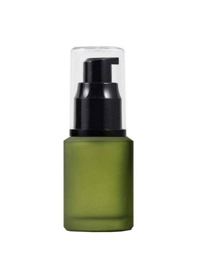 ericotry 1Pcs 60Ml 1Oz Frosted Empty Glass Cosmetic Cream Lotion Pump Bottle With Black Pump Head And Anti-Dust Cap For Beauty Liquid Essential Oil Facial Cream Emulsion Travel Containers (Green)  - Image 3