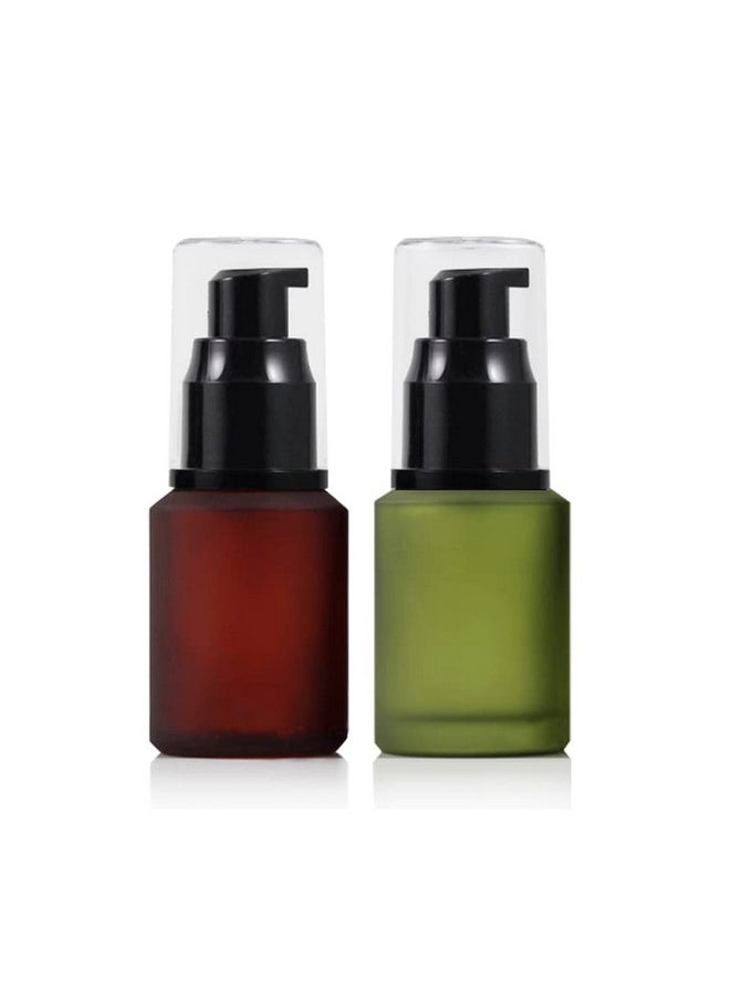 ericotry 1Pcs 60Ml 1Oz Frosted Empty Glass Cosmetic Cream Lotion Pump Bottle With Black Pump Head And Anti-Dust Cap For Beauty Liquid Essential Oil Facial Cream Emulsion Travel Containers (Green)  - Image 4