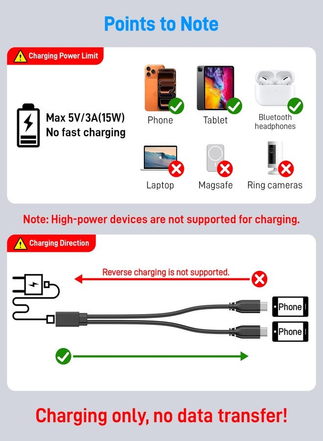كابل شحن وتفريغ USB-C من نوع KAYQINHO، منفذ واحد في منفذين، كابل USB من النوع C أنثى إلى منفذ متعدد من النوع C ذكر، مناسب لأجهزة الكمبيوتر المحمولة، وأجهزة Mac، ووحدات تخزين الفلاش، ولوحة المفاتيح، والماوس. - Image 4