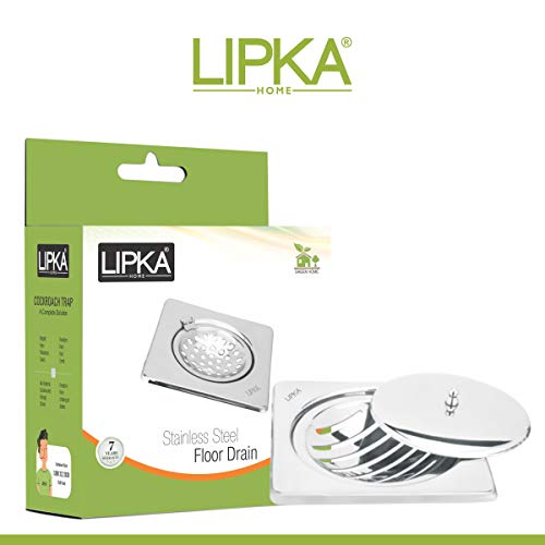 LIPKA Saturn 5 x 5 Inches Square Floor Drain with Classic Jali | Premium Stainless Steel Floor Drain & Cover with Lid | Floor Drain for Bathroom Drainer Kitchen, Balcony, Wet Area - Image 3