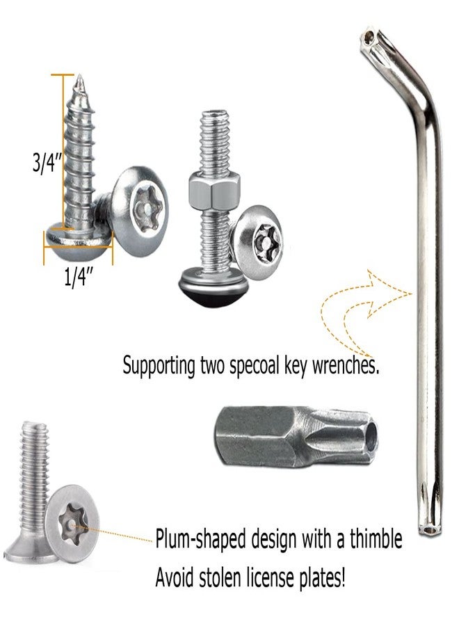HAOBO Anti Theft License Plate Screws, Anti Theft License Plate Frame Bolts Tamper Resistant Fasteners, Stainless Steel License Plate Screws, 1/4"(M6) Security Screw Set for Protection Car License Plates - Image 3