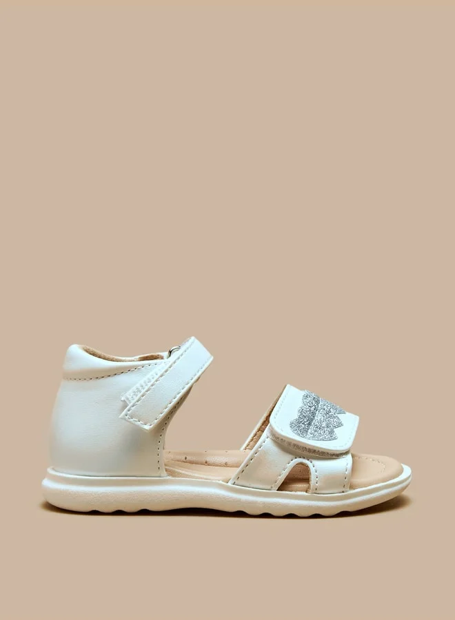 Flora Bella By Shoexpress Girls Heart Embellished Open Toe Sandals with Hook and Loop Closure