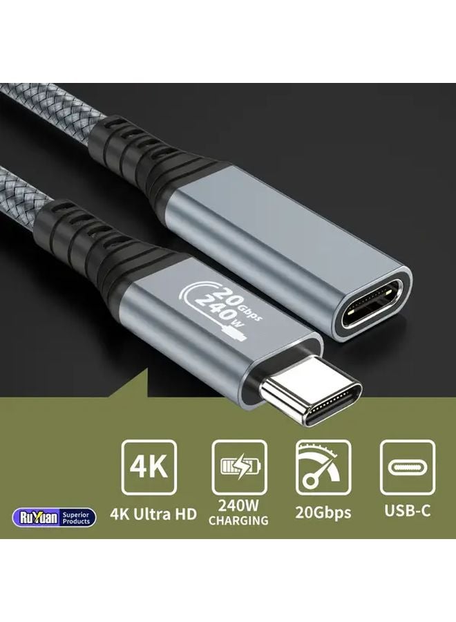 0 3m USB C Extension Cable PD 240W Fast Charging 20Gbps Data Transfer 4K Video - Image 2