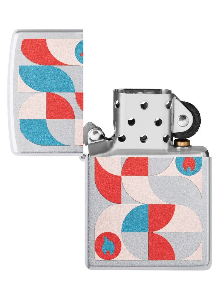 Zippo 48712 205 Geometric Design Satin Chrome Windproof Lighter - Image 4