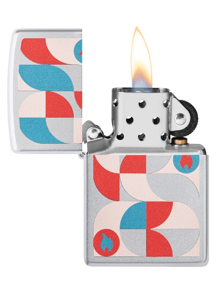 Zippo 48712 205 Geometric Design Satin Chrome Windproof Lighter - Image 3