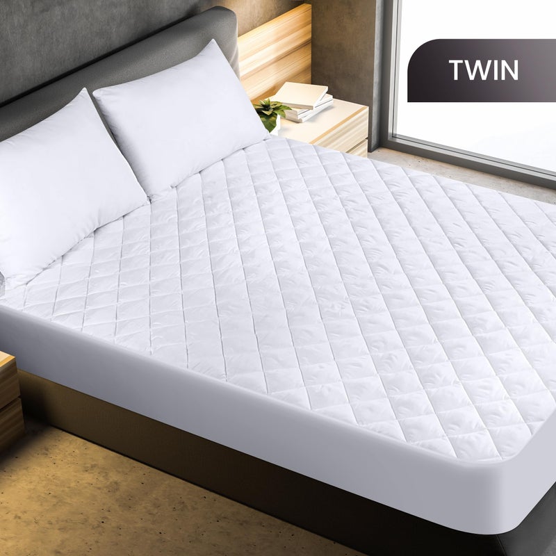 Utopia Bedding 2 Pack Quilted Fitted Mattress Pad  Twin Size  Elastic Fitted Mattress Topper Protector and Cover Stretches up to 16 Inches Deep  Machine Washable (White) - Image 2