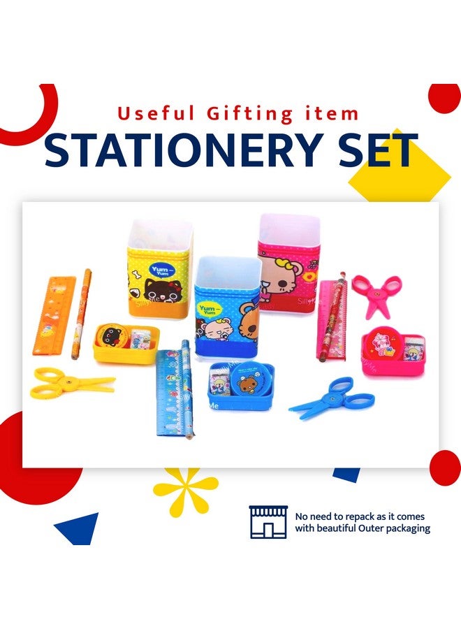 SILLYME Return Gifts for Kids Birthday Party Stationary Set - Pack of 6 (Includes Pencil Box case,Scissor,Eraser,Pencil, Sharpener) (Multicolor) - Image 5