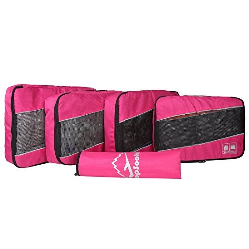 Hopsooken 5 Set Packing Cubes for Travel Large Suitcase Luggage Organizer Bags Travel Accessories Vacation 4 Cubes 1 Laundry Pouch Bag (Rose) - Image 3
