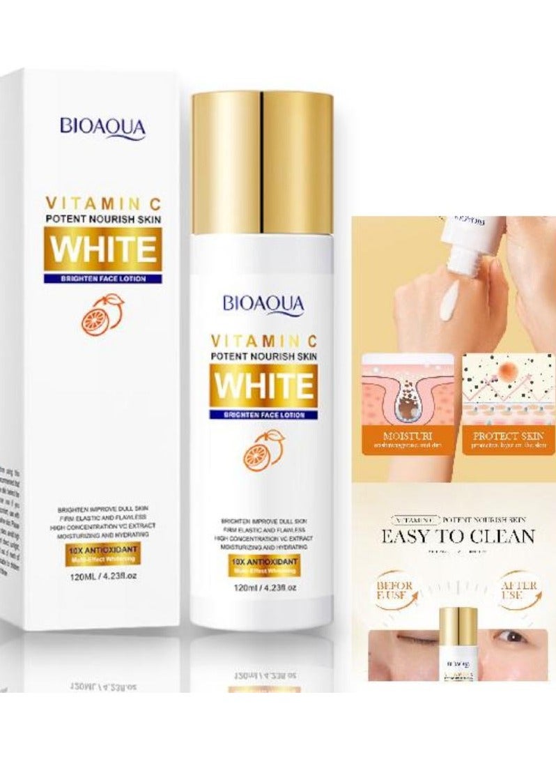 BIOAQUA Vitamin C White Brightening Face Lotion Anti Freckle Lotion, 120ml