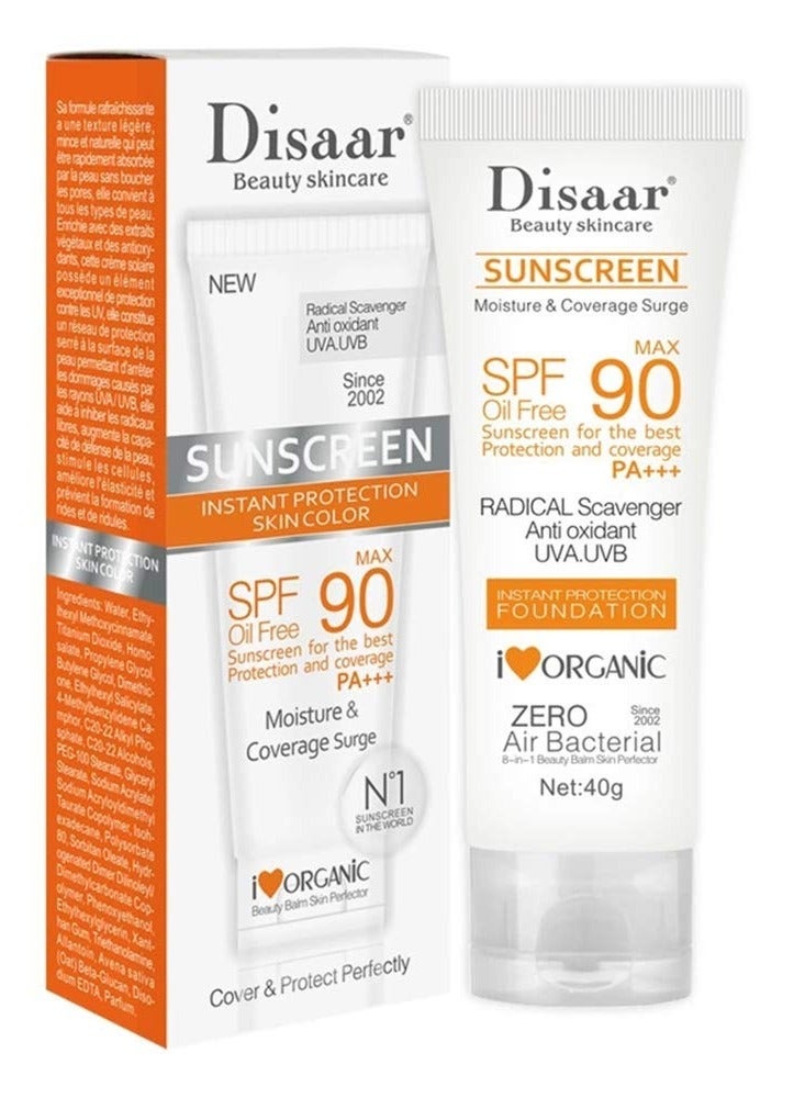 Disaar 3 Pieces Original Disaar Sunscreen SPF 90 PA Oil-Free Sunblock for Face and Body Lightweight Waterproof UV Protection Whitening Anti-Aging Cream Suitable for All Skin Types Daily Sun Protection - Image 2