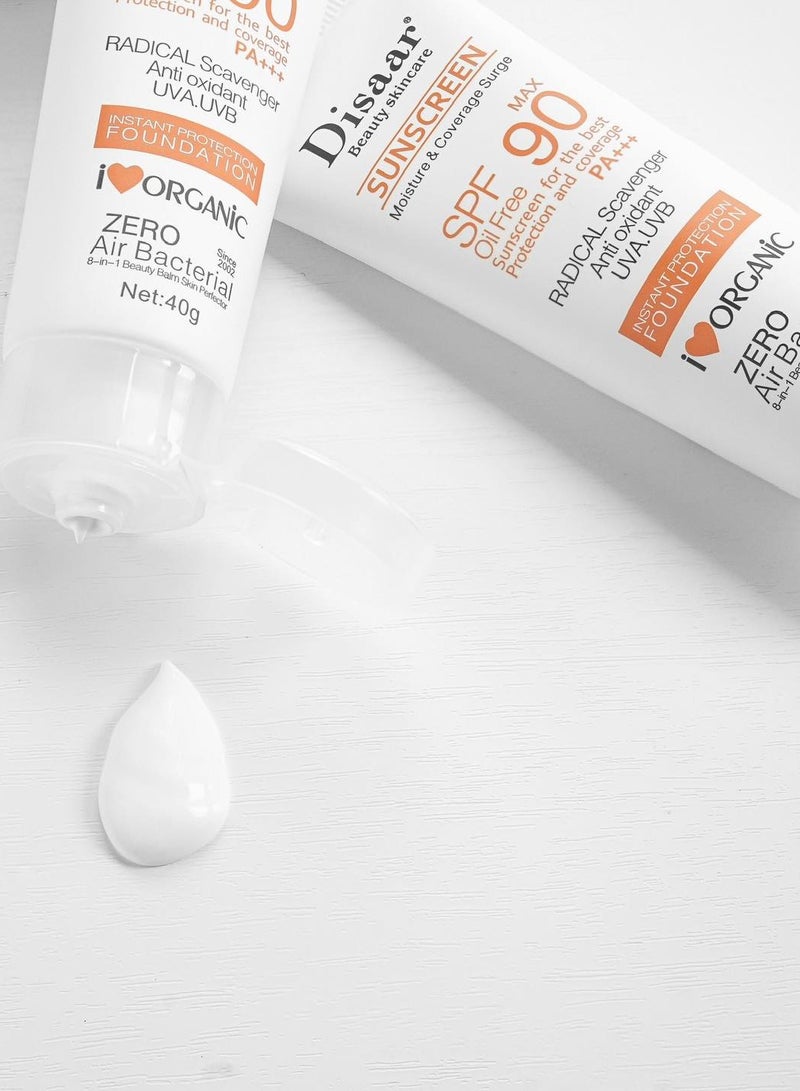 Disaar 3 Pieces Original Disaar Sunscreen SPF 90 PA Oil-Free Sunblock for Face and Body Lightweight Waterproof UV Protection Whitening Anti-Aging Cream Suitable for All Skin Types Daily Sun Protection - Image 3