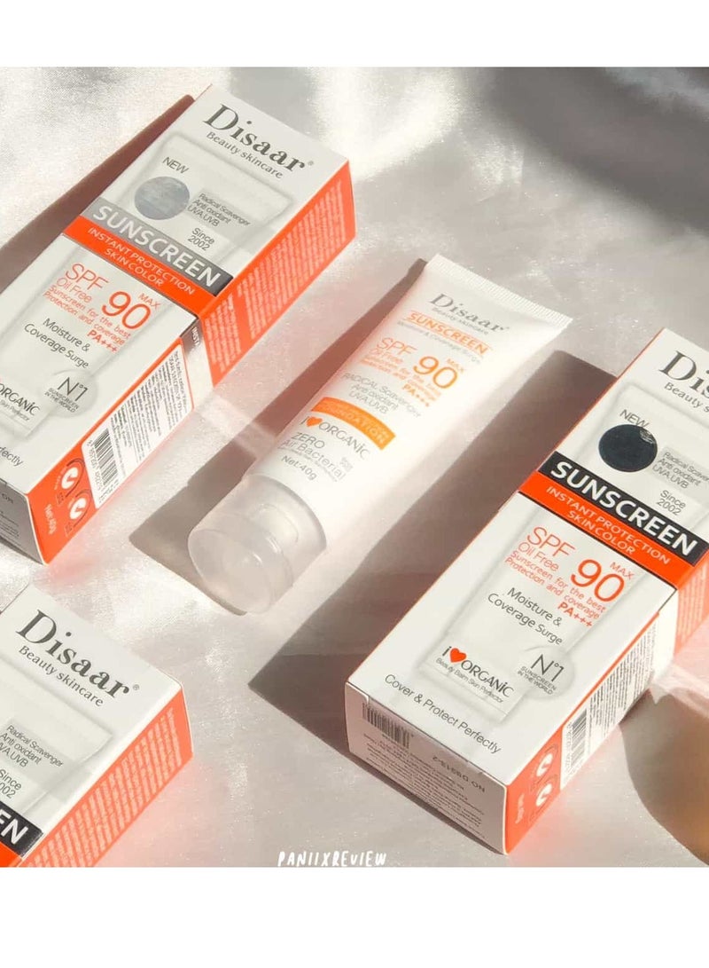 Disaar 3 Pieces Original Disaar Sunscreen SPF 90 PA Oil-Free Sunblock for Face and Body Lightweight Waterproof UV Protection Whitening Anti-Aging Cream Suitable for All Skin Types Daily Sun Protection - Image 5