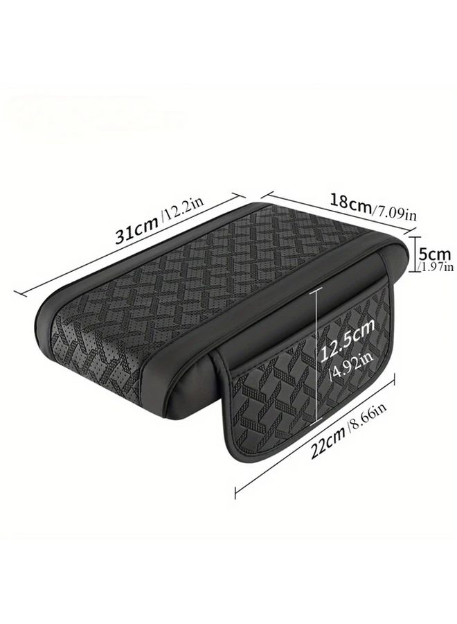 Red Black Universal Car Center Armrest Console Cover Pad With Side Pockets Waterproof PU Leather Protector Interior Accessories - Image 2