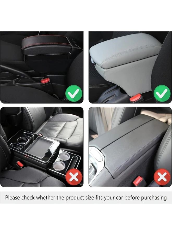 Red Black Universal Car Center Armrest Console Cover Pad With Side Pockets Waterproof PU Leather Protector Interior Accessories - Image 5