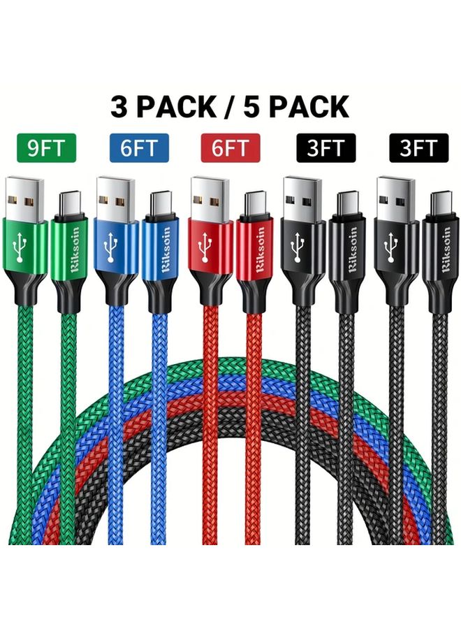 5 Pack USB C Fast Charging Cable Nylon Braided 6ft Compatible iPhone 16 15 Pro Max - Image 1