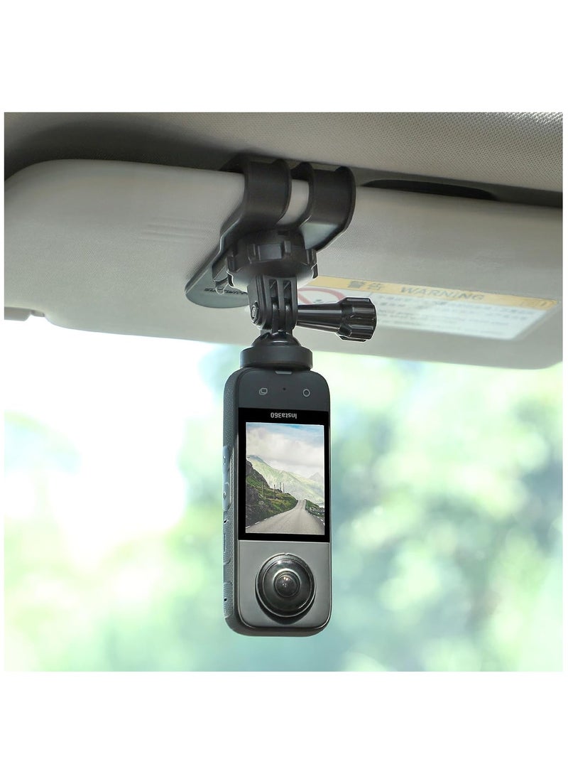 Camera Clip mounting Bracket/Car Sunshade mounting Bracket for Insta360 GO 3/ONE X3/ONE X2/GoPro Series, 360° Rotating Phone Bracket