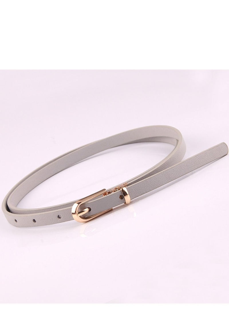 Dress With Sweater Thin Belt Women's Versatile Needle Button PU Small Belt 105cm Grey