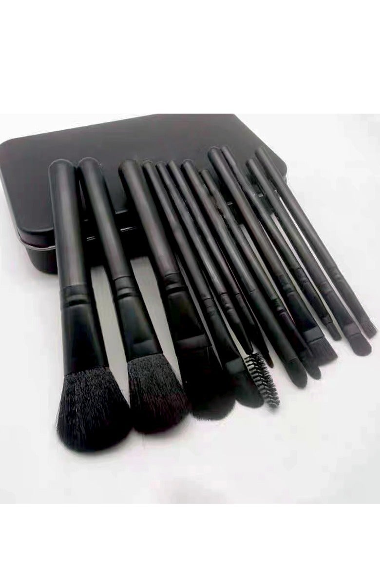 Generic 12-Piece Makeup Brush Set Black  - Image 3