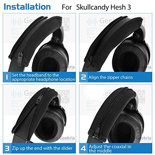Geekria Flex Fabric Headband Cover Compatible with Skullcandy Crusher Evo, Crusher ANC, Crusher ANC 2, Hesh 3, Hesh Evo, Hesh ANC, Venue Headphones, Easy DIY Installation (Black) - Image 5
