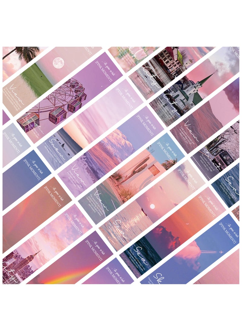 30Pcs Pink Scenery Theme Paper Bookmarks for Book Lovers, Boxed Bookmarks Set - Image 2