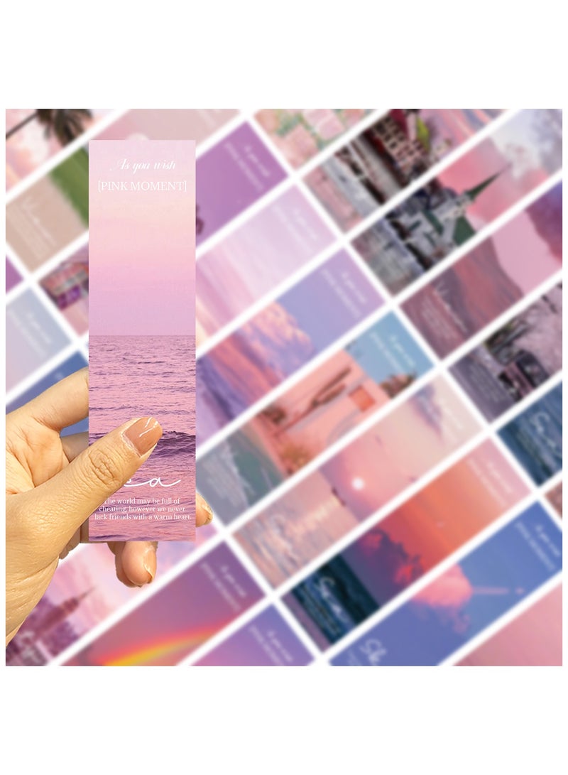30Pcs Pink Scenery Theme Paper Bookmarks for Book Lovers, Boxed Bookmarks Set - Image 3